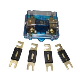 YONGJIANGXIA 250A ANL Dual Digital Gold Plated ANL Distribution Block 0-4 Ga Fuse Holder 12-24V Input Volgate Display