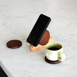 SEICASAYA Cute Snail Wooden Coaster Set, 5-Piece Magnetic Drink Coasters with Holder, Black Walnut & Beech Wood for Home Decor (4 Coasters/1 Holder)