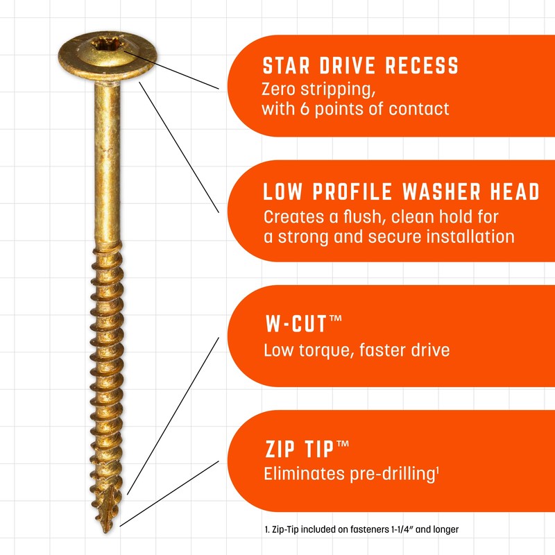 GRK Fasteners #8 x 3-1/8 Inch Low-Profile Cabinet Screws, 50
