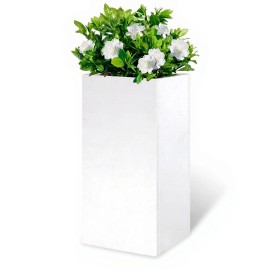 Outdoor Commercial Residential White Powder-Coated Rectangle Metal Planter Box Metal Pot for Gardens/Porches/Patioscolor: White, Size: 350L*350W*760H