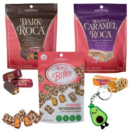 Almond ROCA Candy Bites, Buttercrunch Toffee With Almonds And Sea Salt, & Dark Chocolate & California Almonds- 4.5 Ounces (Pack of 3)- Individually Wrapped Chocolate for Sharing or Gifting
