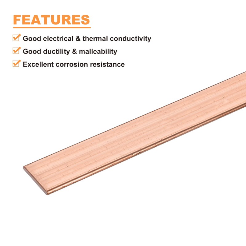 sourcing map Copper Flat Bar, 1/16" Thickness x 1" Width