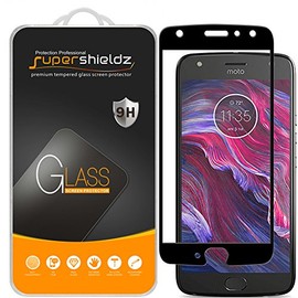 Supershieldz (2 Pack) Designed for Motorola Moto X4 and Moto X (4th Generation) Tempered Glass Screen Protector, (Full Screen Coverage) Anti Scratch, Bubble Free (Black)