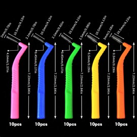 AWAVM 50PCS Interdental Brushes,5 Sizes L-Shaped Angled Head with Non-Slip Handle Angled Head Tooth Picks,Teeth Clean Oral Hygiene Tooth Floss for Braces Oral Cleaning Narrow Gaps Between Teeth