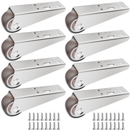 Mixizigoz Mini Low Profile Fixed Caster Wheels, Side Mount Caster Fit for Wooden Furniture, Cabinets, and Underbed Drawers - 1 Inch Silent Rubber Rolling Wheel with Screws (8)