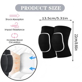 HUSHRICH Knee Pads for Kids Age 6-12 Years, Volleyball Knee Pads Thick Sponge Youth Boys Girls Anit-Slip Sport Knee Support Kneepads Brace for Volleyball Dance Yoga Running Climbing (Black)