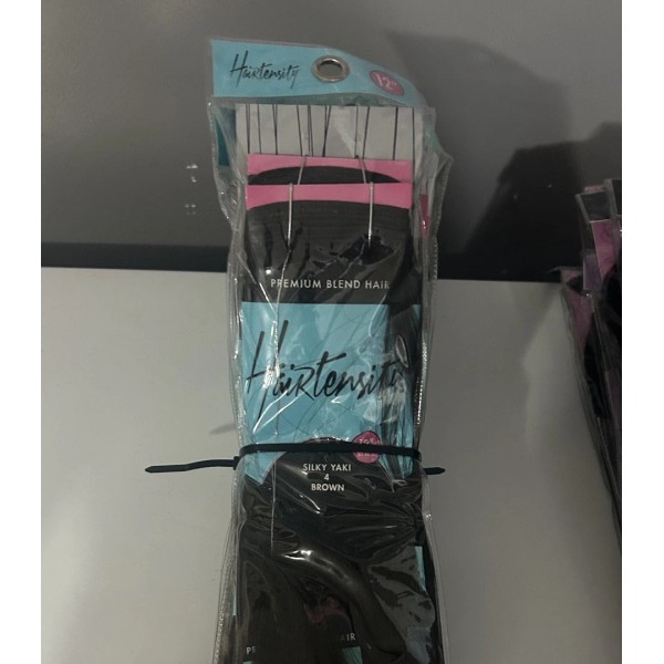 Hairtensity Silky Yaki Brown 12” 100% Human & Premium Blend