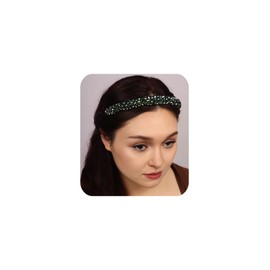 Lenjicons Sparkling Crystal Beads Headband Elegant Crystal Rhinestone Wedding Headband Handmade Rhinestone Hair Crown Bridal Hairband for Women for Wedding Party Prom (silver green)