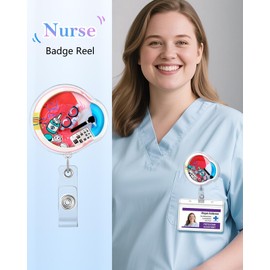 Plifal Badge Reel Holder Retractable with ID Clip for Nurse Nursing - Name Tag Card Funny Medical Assistant Cute Shaker Accessories with Alligator Clip for Student Hospital Office Work Eye