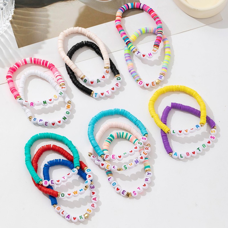 yongder Clay Bead Friendship Bracelets for Women (Polyester)