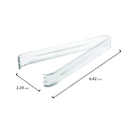 Party Essentials Plastic 6.5" Serving Tongs, 8-Count, Clear