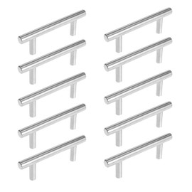 Handle 201 Stainless Steel Drawer Pulls Cabinet Handles Cupboard Pull Handles Door Furniture Handles with Screws 10 Pieces (Hole Center Distance 2.5 inches (64 mm), Total Length 3.9 inches (100 mm), Diameter 0.5 inches (12 mm)