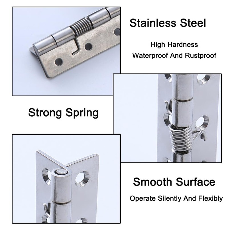 10 Pieces Self Closing Spring Hinges 2 Inch Stainless Steel