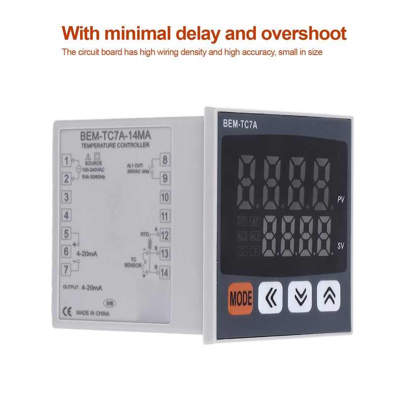 PID Temperature Controller 72x72mm Digital Display Intelligent Thermostat AC 100‑240V