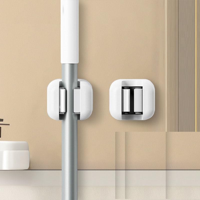 HREDZEO Broom Holder Wall Mount, 4 Pieces Wall Holder, Plastic