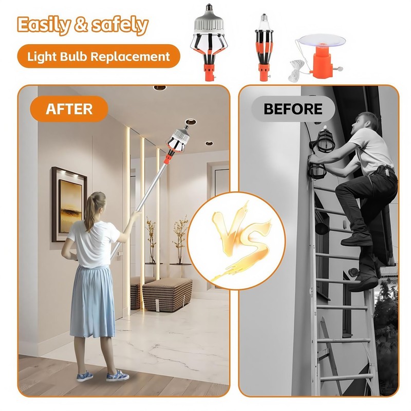 TianXiuShan High Ceiling Light Bulb Changer with Pole,Light Bulb Removal