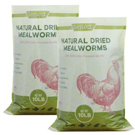 SANSECT 20 LB Dried Mealworms, 100% Natural, Non-GMO Mealworms for Chickens-High Protein Treats for Chickens, Ducks, Wild Birds