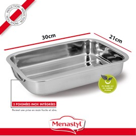 Util 'Home 4615220 Stainless Steel Rectangular Dish with Handles 30 x 21 x 5.5 cm