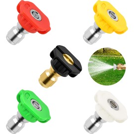 Pressure Washer Tips, Universal Pressure Washer Nozzle Tips (5 Pack), Power Washer Nozzle Tips for 1/4'' Quick Connect, 4500 PSI Multiple Degrees Pressure Washer Spray Nozzle (0、15、25、40、65) 3.0 GPM
