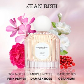 Jean Rish Cashmere Rose, Eau De Parfum For Women (3.4 Fl Oz / 100ml) with Clove-Rose-Oud, Long Lasting and Luxury Fragrance, Made in USA