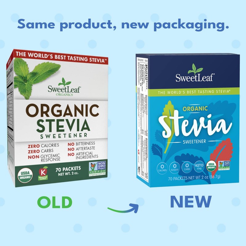 SweetLeaf Organic Stevia Packets - Zero Calorie Stevia Powder, No