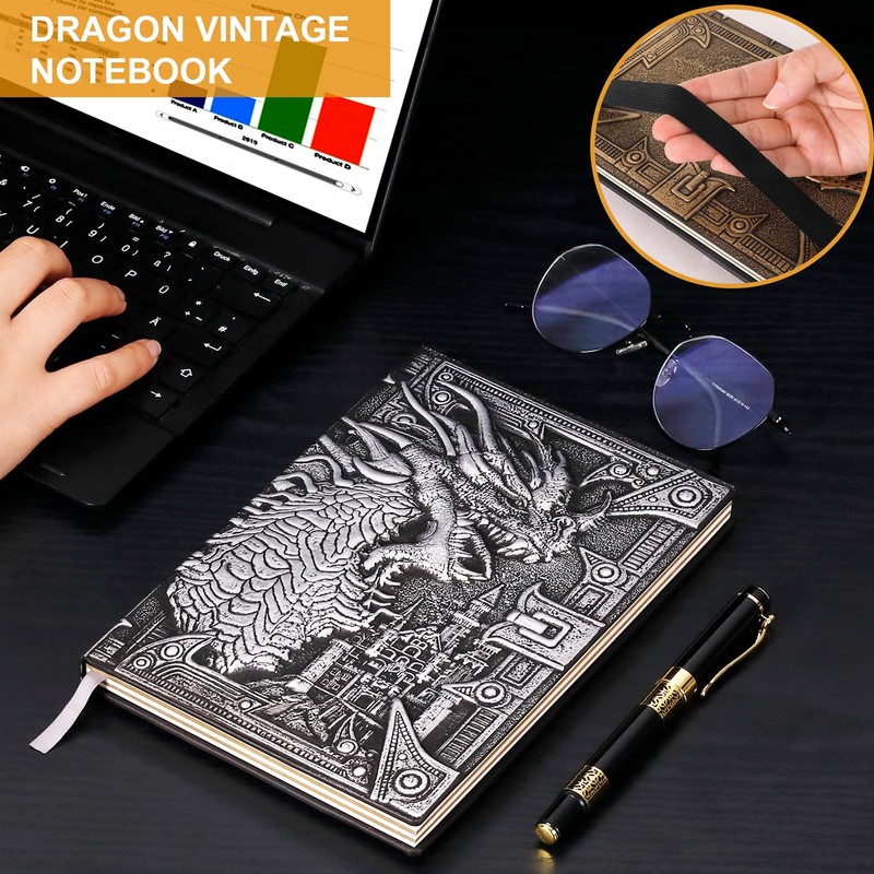 DND Dragon Notebook 3D Embossed Leather Diary A5 Antigue Travel