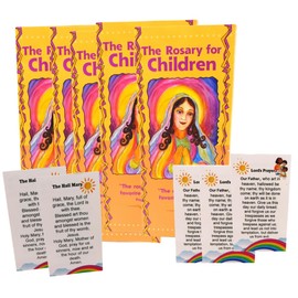 Westmon Works How to Pray the Rosary for Children Pamphlet and Our Father Hail Mary Holy Card Bundle Colorful Students Pack, Set of 5