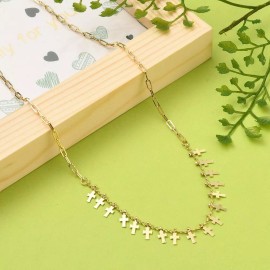 Unbranded Pendant Necklace Paperclip Stainless Steel Lobster Cross 18K Gold 16" Z530