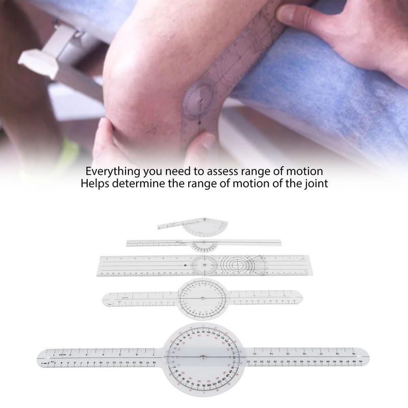 5Pcs Medical Goniometer Transparent Plastic Multifunction Joint Goniometer Set Kit