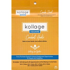 Kollage Square Pointed Crochet Hooks Combo Pack, 6 Sizes, US A-H