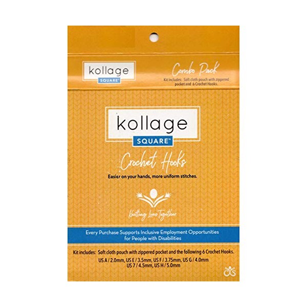 Kollage Square Pointed Crochet Hooks Combo Pack, 6 Sizes, US