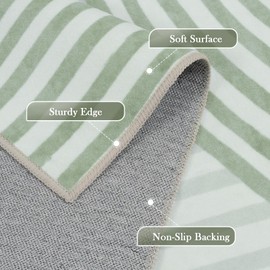 LIVEBOX 8x10 Green Area Rugs for Living Room, Non Slip Soft Mid Mid Century Modern Washable Rugs, Ultra-Thin Abstract Geometric Large Carpet for Bedroom, Dining Room, Office (Green/Rainbow-1, 8'x10')