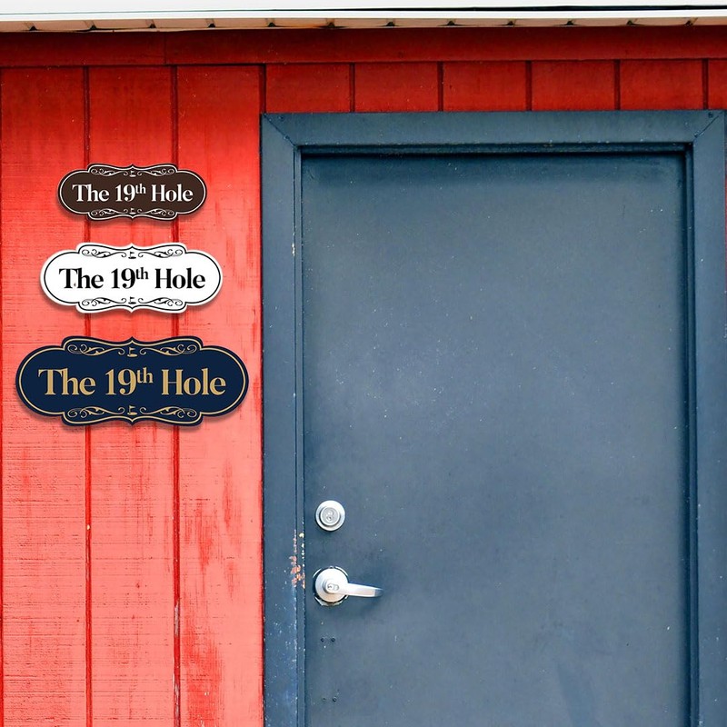 Signs ByLITA Designer The 19th Hole Sign (Black Gold) -