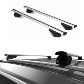 Universal Roof Rack Cross Bars - 42 to 56" Crossbars Fits Raised Side Rail Cars & SUVs | Adjustable Aluminum Aero Bars for Rooftop, Luggage, Cargo Carrier, Canoe, Kayak, Bike, Size: 42" | Silver