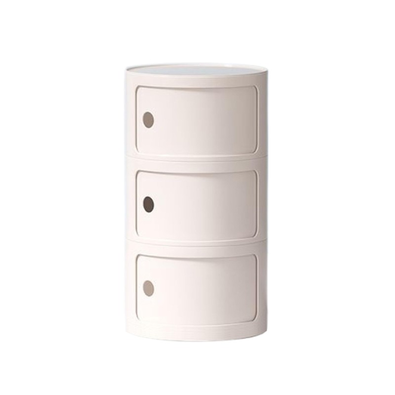 supsoftlife Round Nightstand with 3 Drawers, Modern Style Side Table,