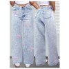 WDIRARA Girl's Bow Embroidered Baggy Jeans High Waisted Straight Leg