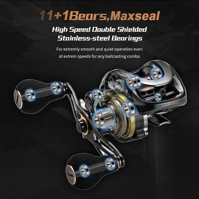 DOVIELLO HIAW200 Baitcaster Reels Low Profile Baitcaster Fishing Reel 11+1BB