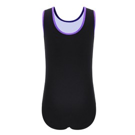 XFGIRLS Leotards for Girls Sleeveless Sparkle Athletic Leotards Girls Ballet Dance Gymnastics Shorts KHB179-BlackPurple-14A