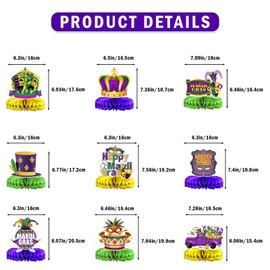 9Pcs Mardi Gras Decorations Centerpieces Mardi Gras Table Decorations Mardi Gras Centerpieces for Tables Masquerade Masks Crown Signs Party Decorations for Mardi Gras Party Decorations