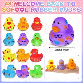 Back to School Gift for Student 2'' Welcome Back to School Rubber Duck Mini Rubber Duck for First Day of School Party Supplies Float Duck Bath Toy for Boy Girl School Classroom Exchange Prize (48 Pcs)