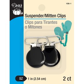Dritz 108-1 Suspender & Mitten Clips, Black, 1-Inch 2-Count