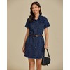 luvamia Knee Length Denim Dress for Women Dark Blue Jean