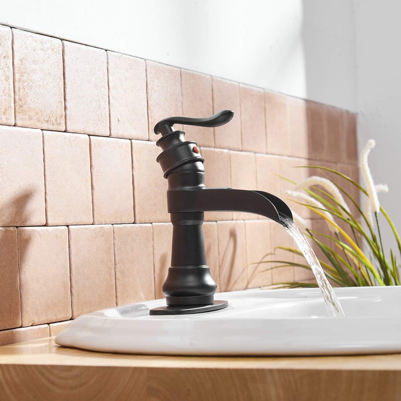 Black Bathroom Faucet Sink Waterfall Bath Faucets Single Handle Single