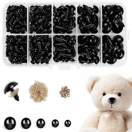 zurabini 90Pcs 12-30mm Safety Eyes and Safety Noses,Safety Noses Washers Stuffed, Animals Crochet Noses Black Plastic Craft Doll Noses for Teddy, Bear, Puppet, Plush Toy Accessor