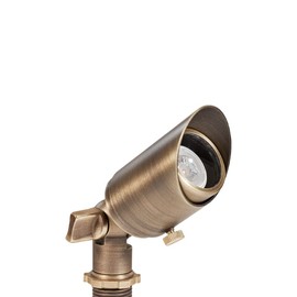 Lumen Logic Cast Brass 12V Mini Outdoor Spotlight (Bronze) with 2W 175 Lumen 2700K Warm White MR8 LED Bulb for Low Voltage Landscape Lighting of House, Yard, Trees, Bushes, Shrubs, Columns or Patio