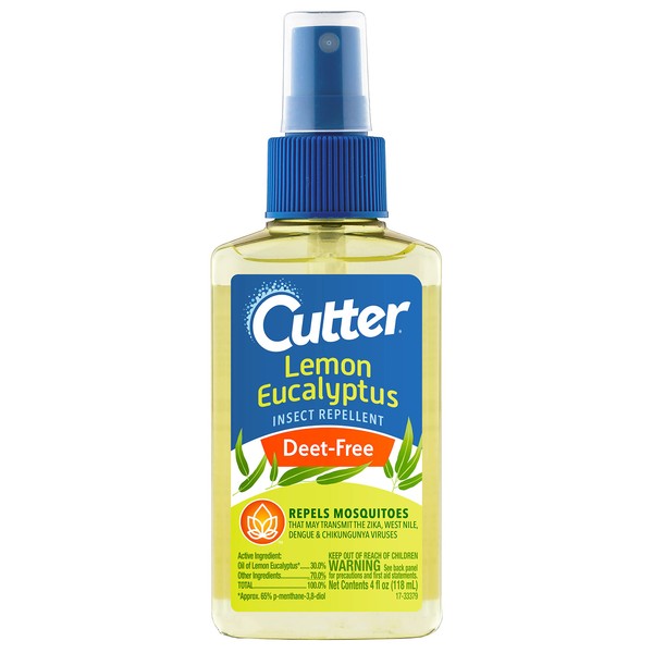 Cutter Lemon Eucalyptus Insect Repellent, No DEET Mosquito Repellent, 4 fl Ounce (Pump Spray)