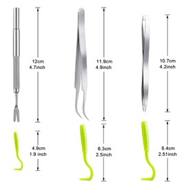 Kiiwah 6pcs Tick Remover for Humans Pets, Tick Removal Tool Set with Storage Box, Stainless Steel Tick Tweezers and Plastic Tick Hook for Men, Dogs, Cats