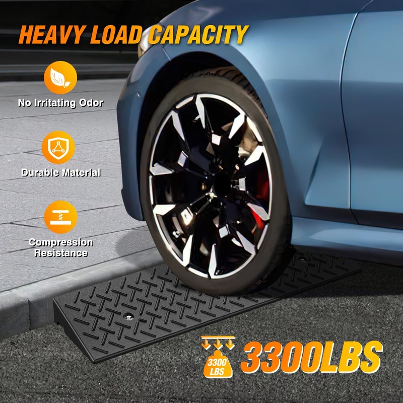 Nilight 3.2" Rise Curb Ramps, Heavy Duty Rubber Driveway Threshold