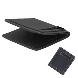 AfitLulu Men’s Wallets, PU Leather Slim Wallets for Men with 6 Credit Card Slots and Coin Zipper Pocket, Front Pocket Wallets for Men for Credit Cards, ID Cards, and Cash (Black)