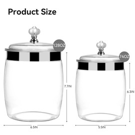 Wagrvuy 3.1 Gallon Plastic Cookie Jars with Lid Set of 4, 128/128/74/74OZ Clear Candy Airtight Sealed Kitchen Pantry Food Large Storage Containers & Canisters for Coffee Cereal Pasta Flour Rice Snack